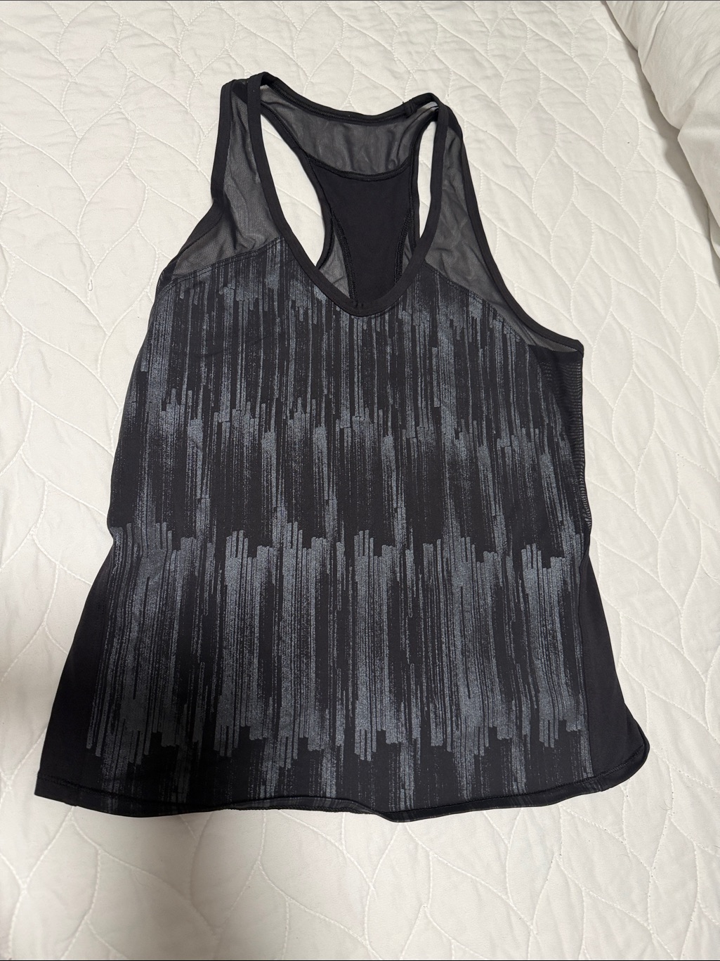Lululemon Athletica Black And Gray Patterned Racerback Tank